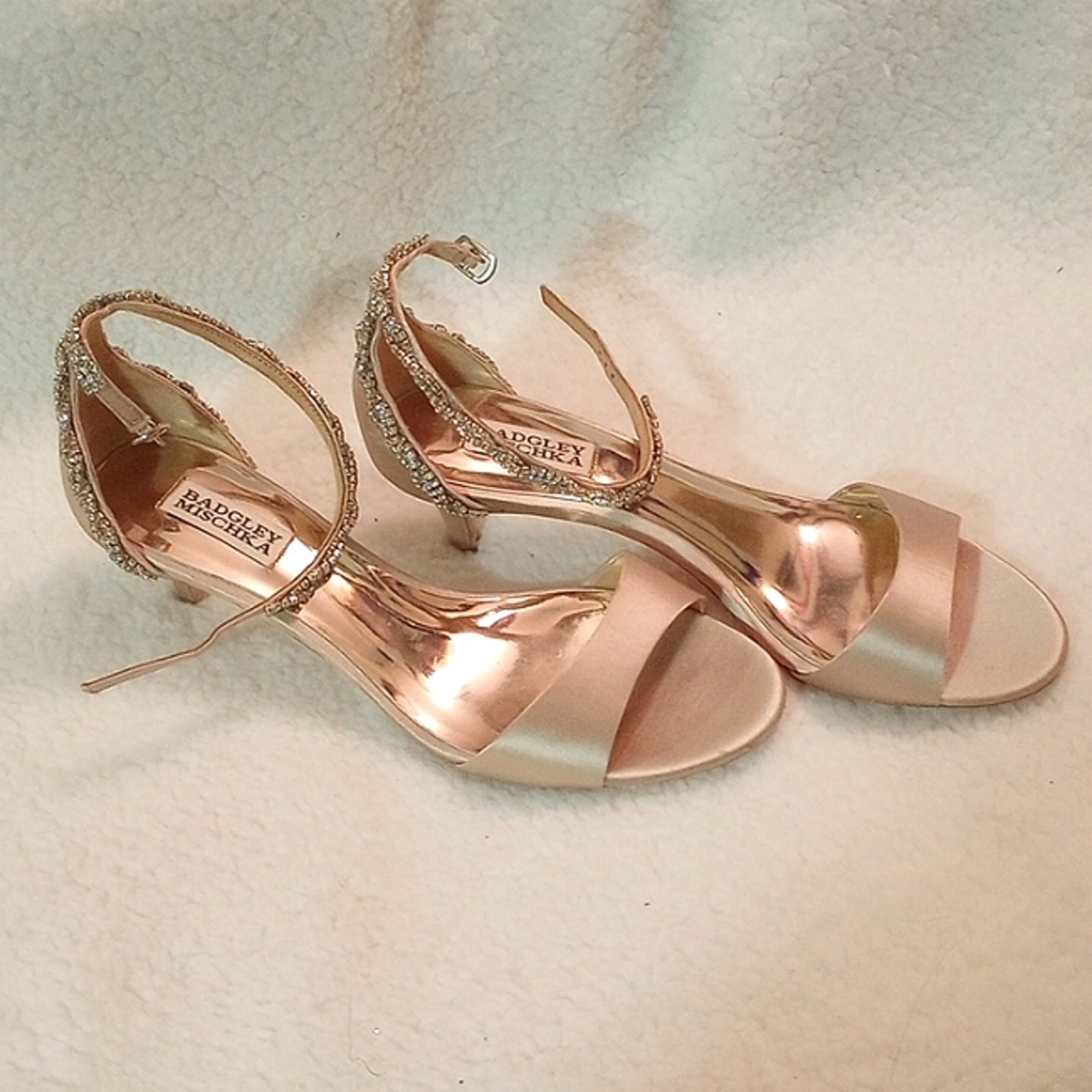 Badgley Mischka nude sparkle heels